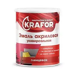 Эмаль универсальная Krafor, акриловая, глянцевая, 1 кг, супербелая — фото 1