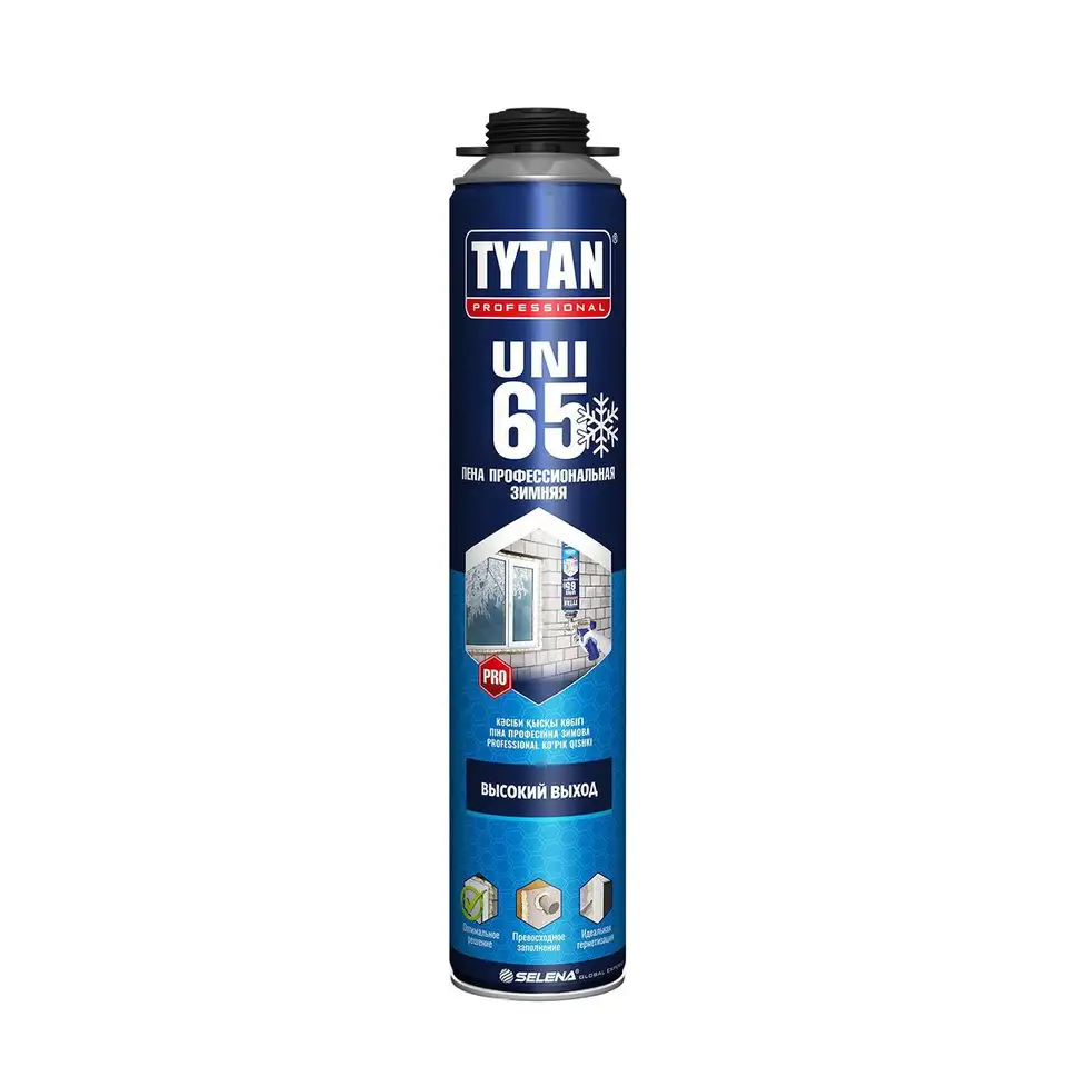 Профессиональная монтажная пена с увеличенным выходом Tytan Professional 65 Uni 17026, зимняя 750 мл — фото 1 Профессиональная монтажная пена с увеличенным выходом Tytan Professional 65 Uni 17026, зимняя 750 мл — фото 1