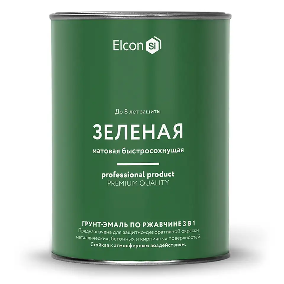 Грунт-эмаль по ржавчине Elcon 3 в 1, матовая, 0,8 кг, RAL 6002, зеленая — фото 1 Грунт-эмаль по ржавчине Elcon 3 в 1, матовая, 0,8 кг, RAL 6002, зеленая — фото 1