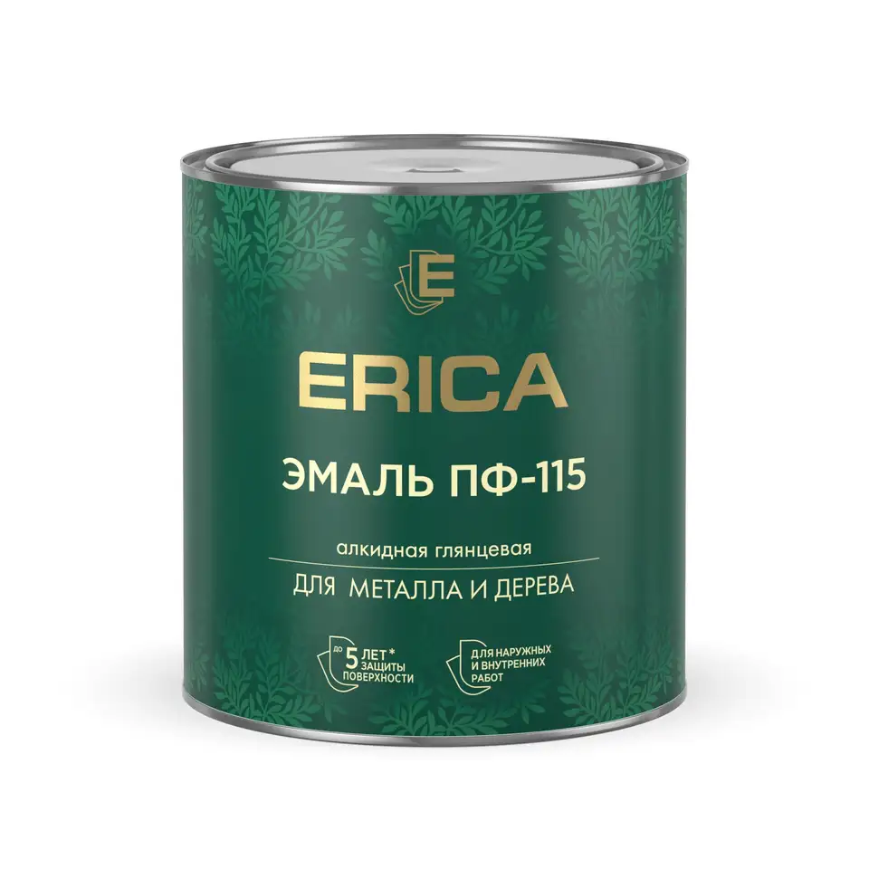 Эмаль ПФ-115 для металла и дерева Erica, алкидная, глянцевая, 2,6 кг, коричневая — фото 1 Эмаль ПФ-115 для металла и дерева Erica, алкидная, глянцевая, 2,6 кг, коричневая — фото 1