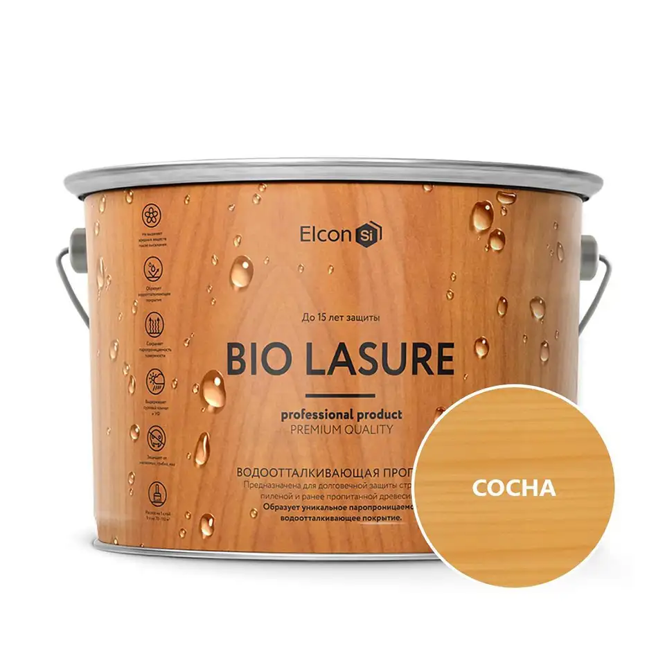 Пропитка для дерева водоотталкивающая Elcon Bio Lasure, 2 л, сосна — фото 1