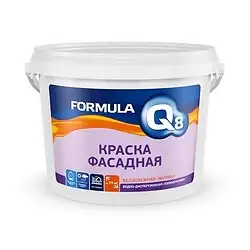 Краска фасадная водно-дисперсионная Formula Q8, матовая, белая, 13 кг — фото 1