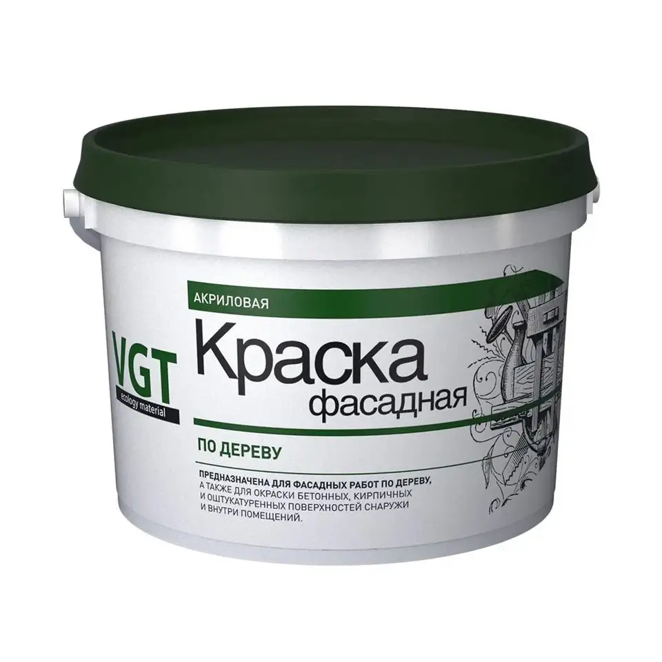 Краска фасадная по дереву VGT ВД-АК-1180, белая, 3 кг — фото 1 Краска фасадная по дереву VGT ВД-АК-1180, белая, 3 кг — фото 1