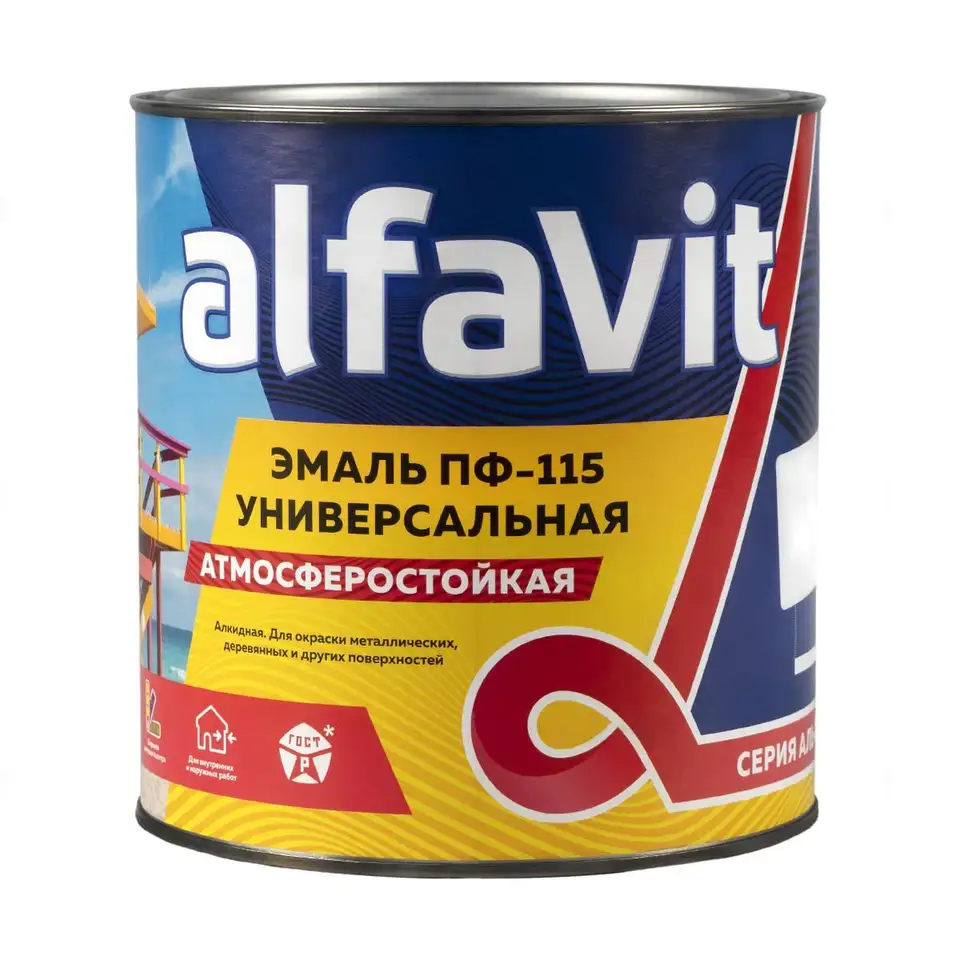 Эмаль ПФ-115 универсальная Alfavit серия Альфа, алкидная, глянцевая, 2,7 кг, синяя — фото 1 Эмаль ПФ-115 универсальная Alfavit серия Альфа, алкидная, глянцевая, 2,7 кг, синяя — фото 1