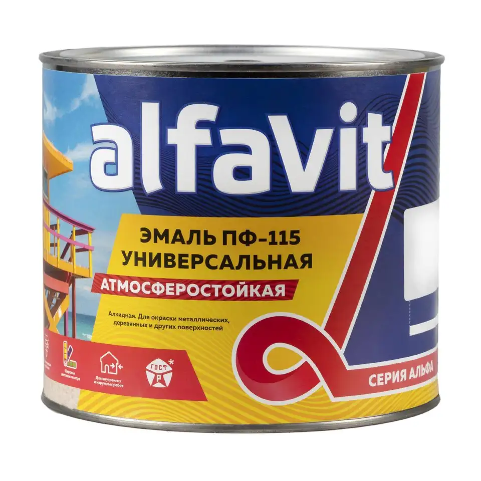 Эмаль ПФ-115 универсальная Alfavit серия Альфа, алкидная, глянцевая, 1,9 кг, зеленая — фото 1 Эмаль ПФ-115 универсальная Alfavit серия Альфа, алкидная, глянцевая, 1,9 кг, зеленая — фото 1