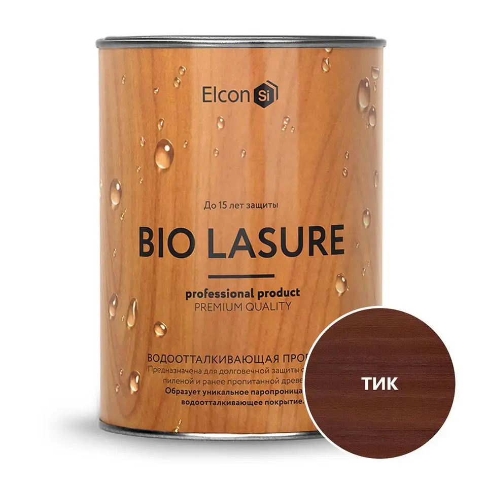 Пропитка для дерева водоотталкивающая Elcon Bio Lasure, 0,9 л, тик — фото 1 Пропитка для дерева водоотталкивающая Elcon Bio Lasure, 0,9 л, тик — фото 1