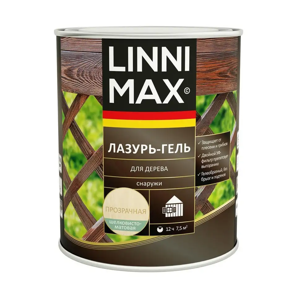 Защитная лазурь-гель для дерева Linnimax, 0,75 л, бесцветная — фото 1