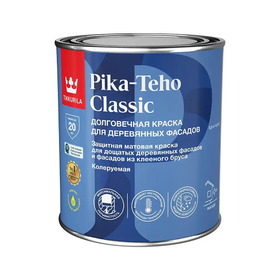 Краска фасадная Tikkurila Pika-Teho Classic (Пико Техо Классик), база А, белая, 0,9 — фото 1 Краска фасадная Tikkurila Pika-Teho Classic (Пико Техо Классик), база А, белая, 0,9 — фото 1