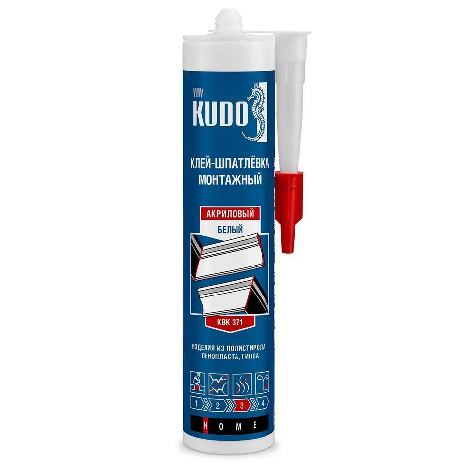Клей-шпатлевка Kudo Home KBK-371, акриловый, 280 мл, белый — фото 1 Клей-шпатлевка Kudo Home KBK-371, акриловый, 280 мл, белый — фото 1