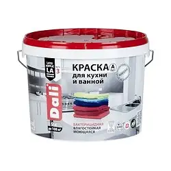 Краска для кухни и ванной Dali, латексная, глубокоматовая, база A, супербелая, 9 л — фото 1 Краска для кухни и ванной Dali, латексная, глубокоматовая, база A, супербелая, 9 л — фото 1