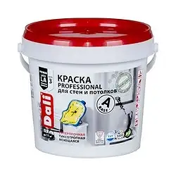 Краска для стен и потолков Dali Professional, акриловая, глубокоматовая, база A, супербелая, 0,9 л — фото 1