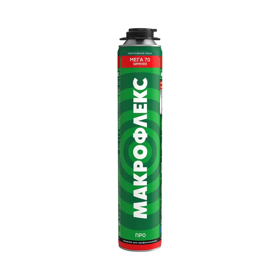 Профессиональная монтажная пена Макрофлекс Мега 70, зимняя, 880 мл — фото 1