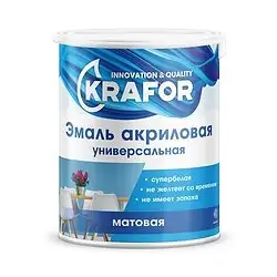 Эмаль универсальная Krafor, акриловая, матовая, 1 кг, супербелая — фото 1 Эмаль универсальная Krafor, акриловая, матовая, 1 кг, супербелая — фото 1
