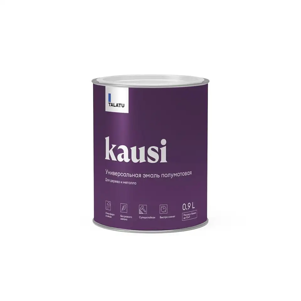 Эмаль универсальная Talatu Kausi, алкидная, полуматовая, база C, бесцветная, 0,9 л — фото 1 Эмаль универсальная Talatu Kausi, алкидная, полуматовая, база C, бесцветная, 0,9 л — фото 1