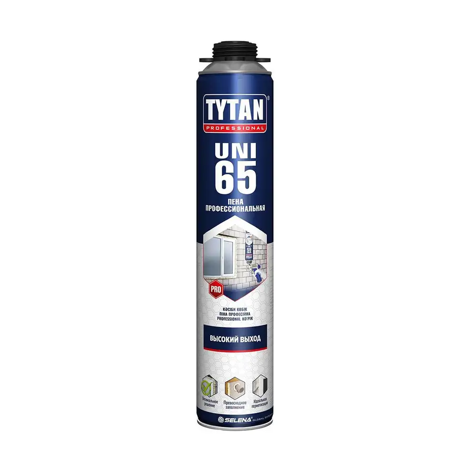 Профессиональная монтажная пена с увеличенным выходом Tytan Professional 65 Uni 16968, 750 мл — фото 1 Профессиональная монтажная пена с увеличенным выходом Tytan Professional 65 Uni 16968, 750 мл — фото 1