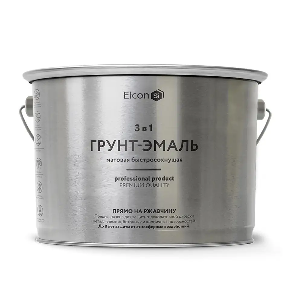Грунт-эмаль по ржавчине Elcon 3 в 1, матовая, 2 кг, RAL 6002, зеленая — фото 1 Грунт-эмаль по ржавчине Elcon 3 в 1, матовая, 2 кг, RAL 6002, зеленая — фото 1