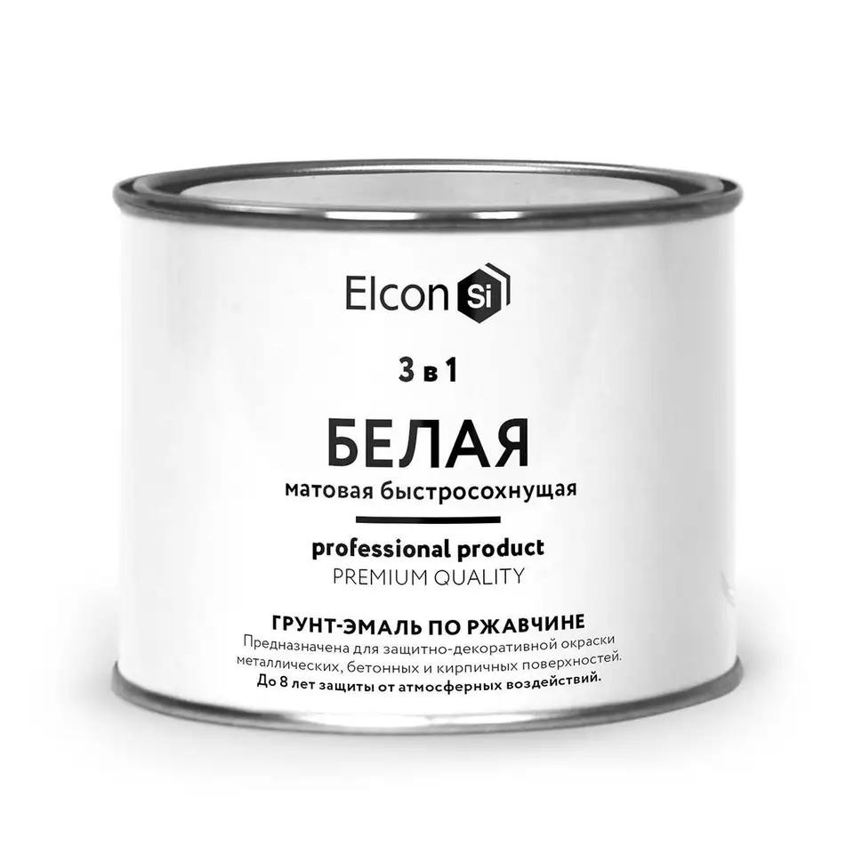 Грунт-эмаль по ржавчине Elcon 3 в 1, матовая, 0,4 кг, RAL 9003, белая — фото 1 Грунт-эмаль по ржавчине Elcon 3 в 1, матовая, 0,4 кг, RAL 9003, белая — фото 1