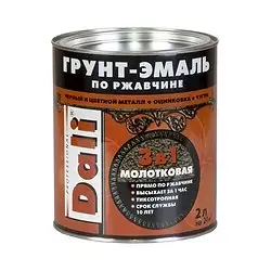 Грунт-эмаль по ржавчине Dali 3 в 1, молотковая, 2 л, черная — фото 1 Грунт-эмаль по ржавчине Dali 3 в 1, молотковая, 2 л, черная — фото 1