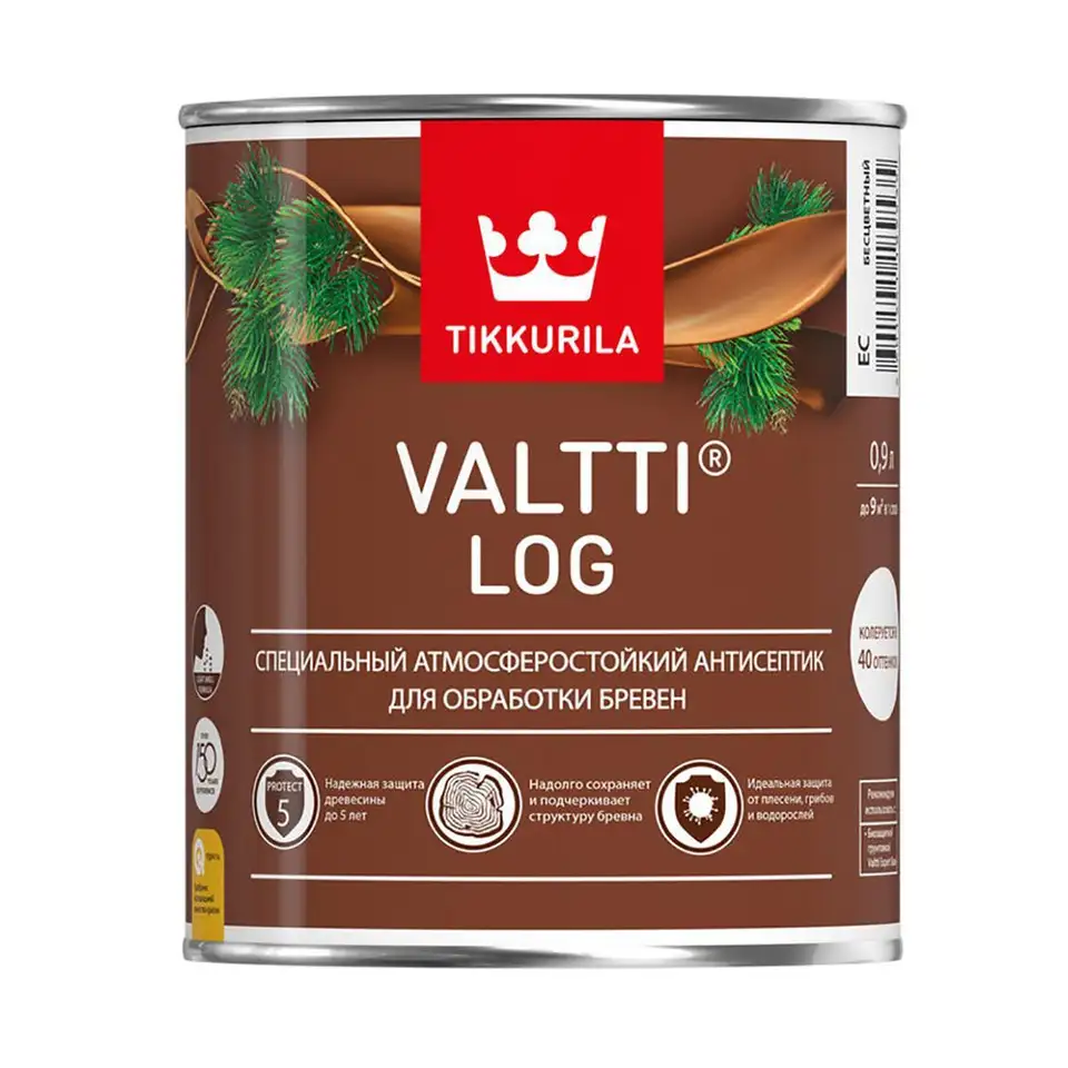 Декоративный антисептик для дерева Tikkurila Valtti Log (Валтти Лог), 0,9 л, палисандр — фото 1 Декоративный антисептик для дерева Tikkurila Valtti Log (Валтти Лог), 0,9 л, палисандр — фото 1