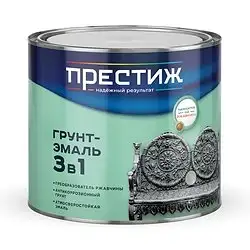 Грунт-эмаль по ржавчине Престиж 3 в 1, полуглянцевая, 1,9 кг, зеленая — фото 1 Грунт-эмаль по ржавчине Престиж 3 в 1, полуглянцевая, 1,9 кг, зеленая — фото 1