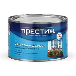 Эмаль ПФ-115 для металла и дерева Престиж, алкидная, глянцевая, 0,4 кг, белая — фото 1