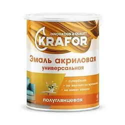 Эмаль универсальная Krafor, акриловая, полуглянцевая, 3 кг, супербелая — фото 1