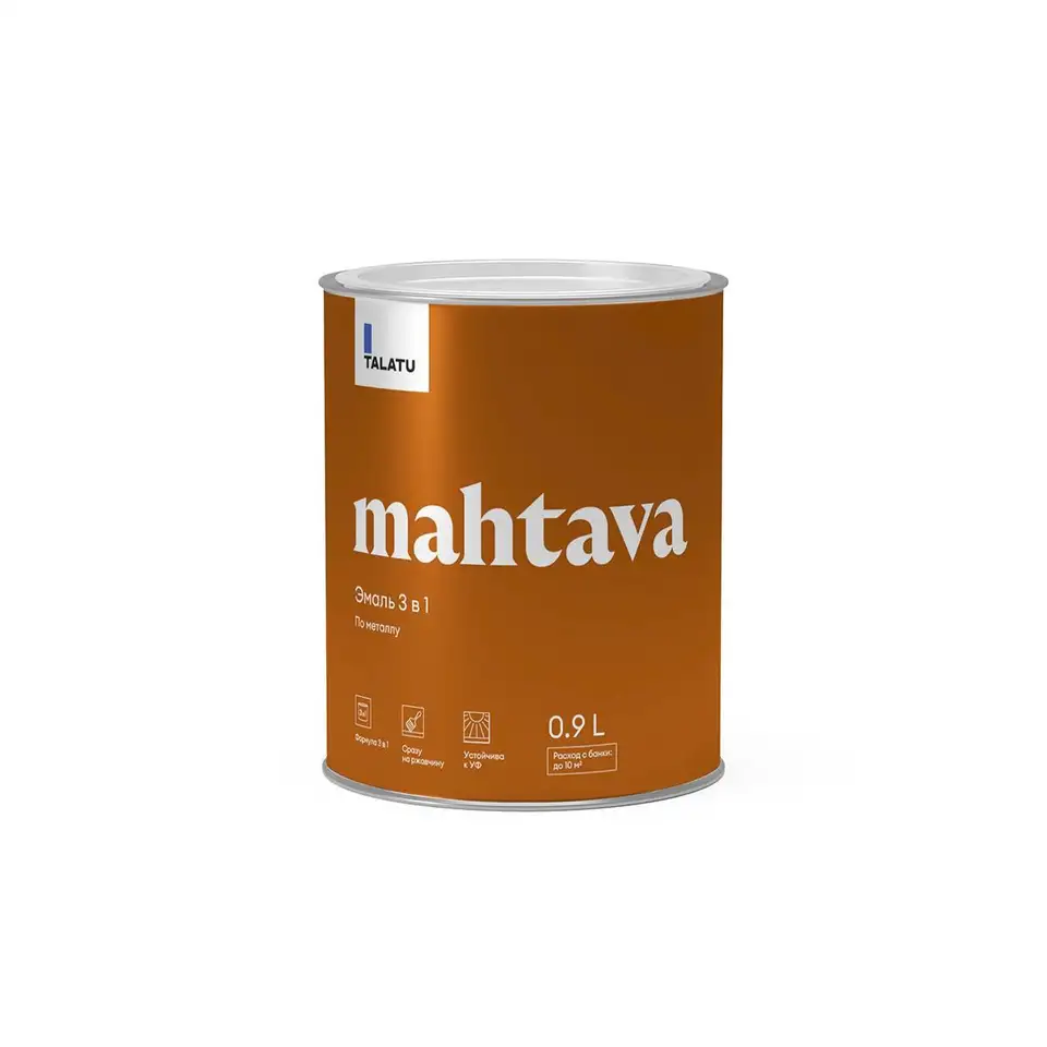 Грунт-эмаль по ржавчине 3 в 1 Talatu Mahtava, глянцевая, база C, бесцветная, 0,9 л — фото 1
