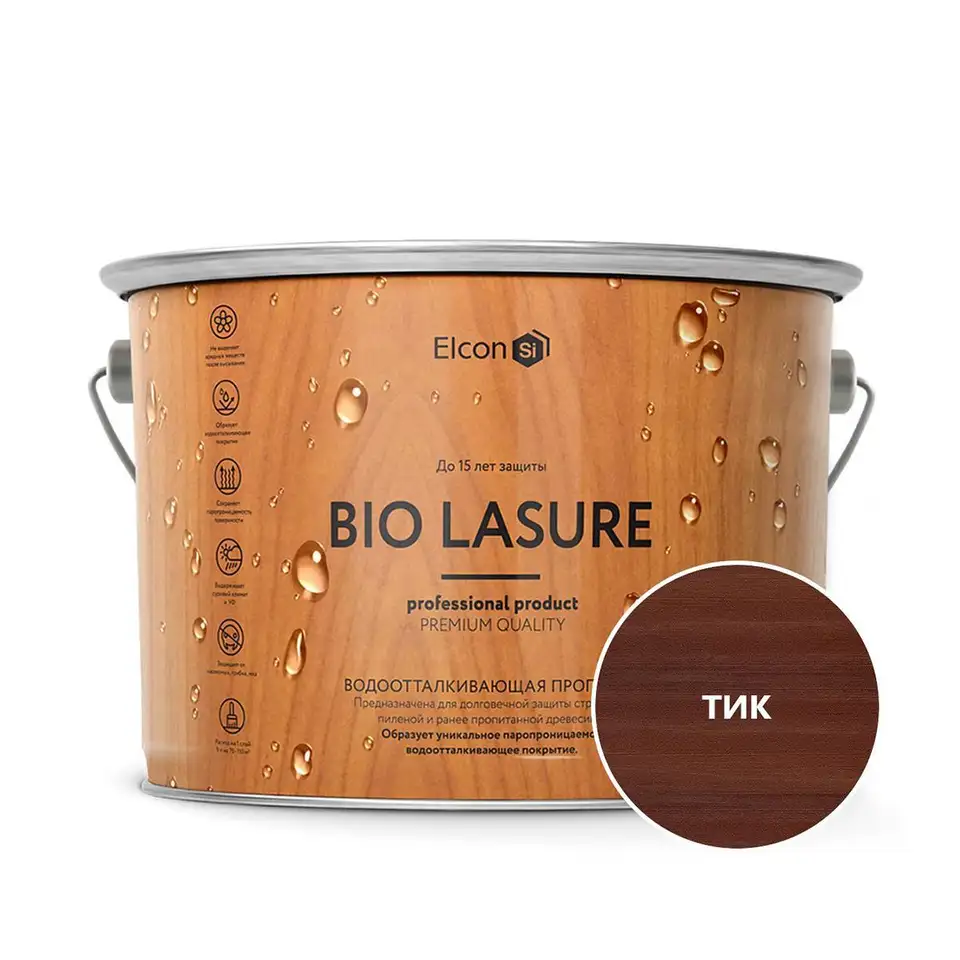 Пропитка для дерева водоотталкивающая Elcon Bio Lasure, 2 л, тик — фото 1 Пропитка для дерева водоотталкивающая Elcon Bio Lasure, 2 л, тик — фото 1