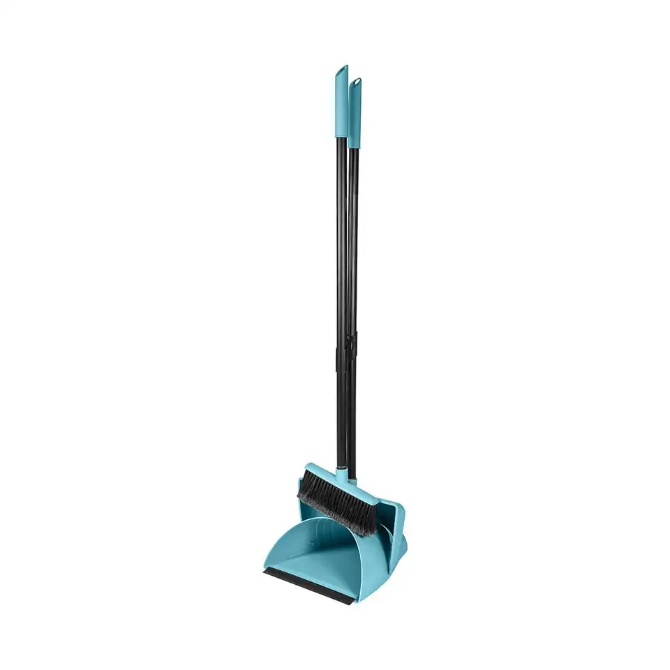 Набор для уборки Spin&Clean Voque с длинными ручками, щетка и совок, 13,5 x 27,5 x 126 см, небесный — фото 1 Набор для уборки Spin&Clean Voque с длинными ручками, щетка и совок, 13,5 x 27,5 x 126 см, небесный — фото 1