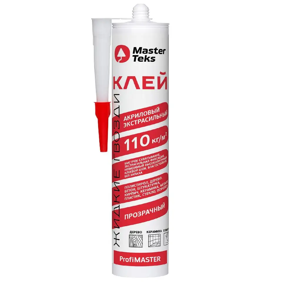 Клей акриловый экстрасильный MasterTeks Profimaster 9782457, 280 г, прозрачный — фото 1 Клей акриловый экстрасильный MasterTeks Profimaster 9782457, 280 г, прозрачный — фото 1