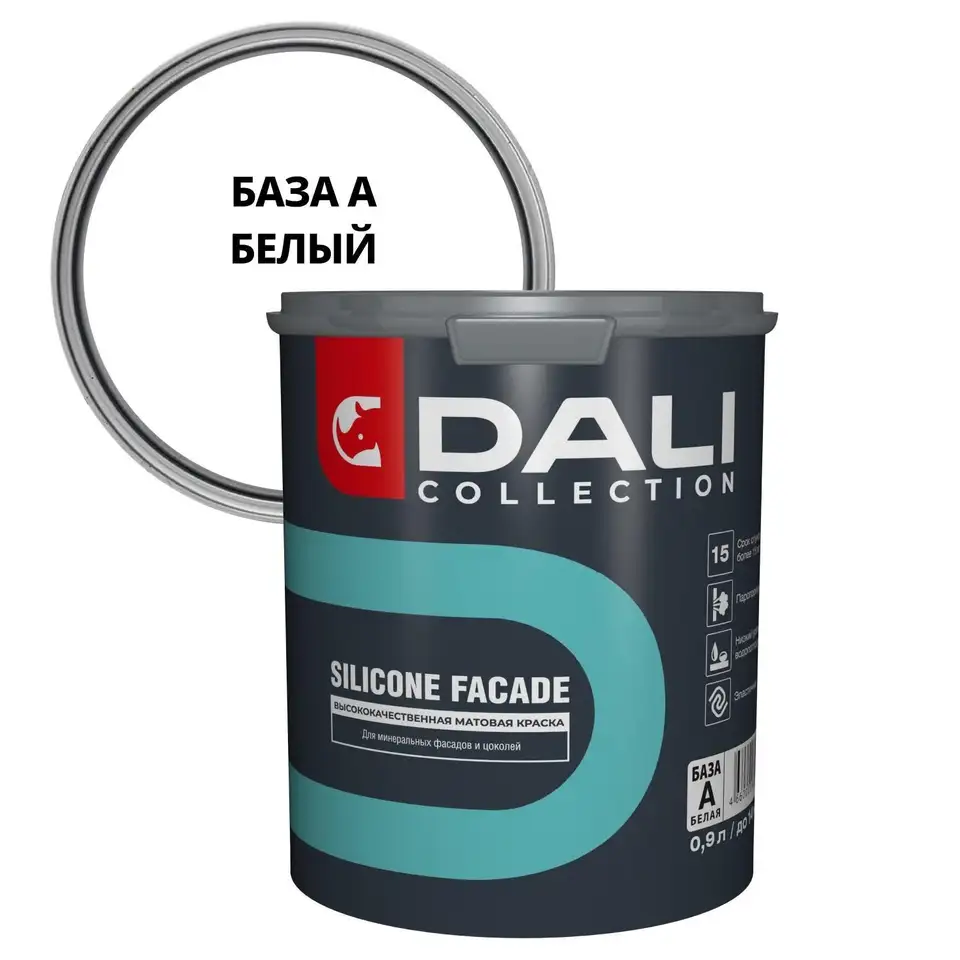 Краска фасадная силиконовая Dali Collection Silicone Facade, база А, белая, 0,9 л — фото 1 Краска фасадная силиконовая Dali Collection Silicone Facade, база А, белая, 0,9 л — фото 1
