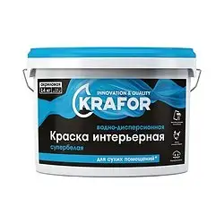 Краска водно-дисперсионная интерьерная Krafor, матовая, 40 кг, супербелая — фото 1 Краска водно-дисперсионная интерьерная Krafor, матовая, 40 кг, супербелая — фото 1