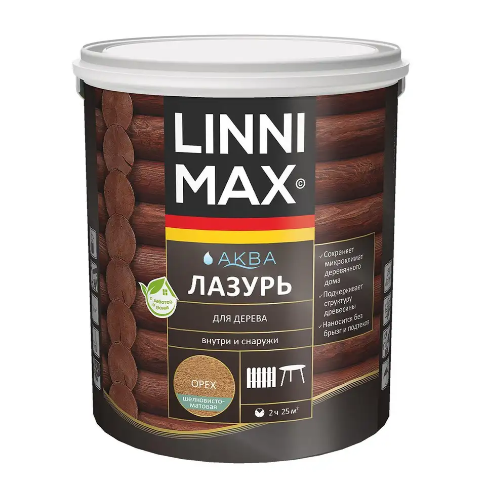 Защитная лазурь для дерева Linnimax Аква, 2,5 л, орех — фото 1 Защитная лазурь для дерева Linnimax Аква, 2,5 л, орех — фото 1