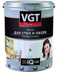 Краска моющаяся для стен и обоев VGT Premium iQ123, база A, белая, 0,8 л — фото 1