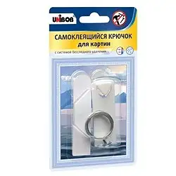 Крючок самоклеящийся для картин Unibob, белый — фото 1