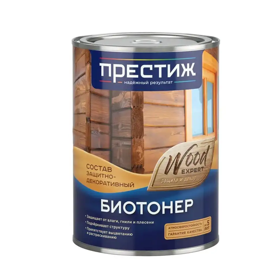 Защитно-декоративный состав Престиж Биотонер, 0,9 л, рябина — фото 1 Защитно-декоративный состав Престиж Биотонер, 0,9 л, рябина — фото 1