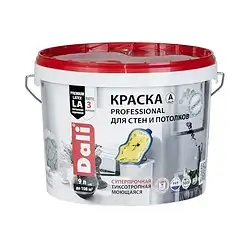Краска для стен и потолков Dali Professional, акриловая, глубокоматовая, база A, супербелая, 9 л — фото 1