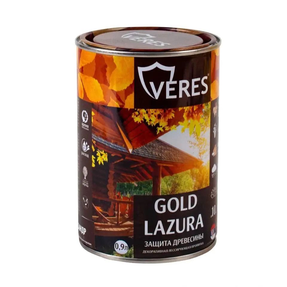 Декоративная пропитка для дерева Veres Gold Lazura №7, глянцевая, 0,9 л, махагон