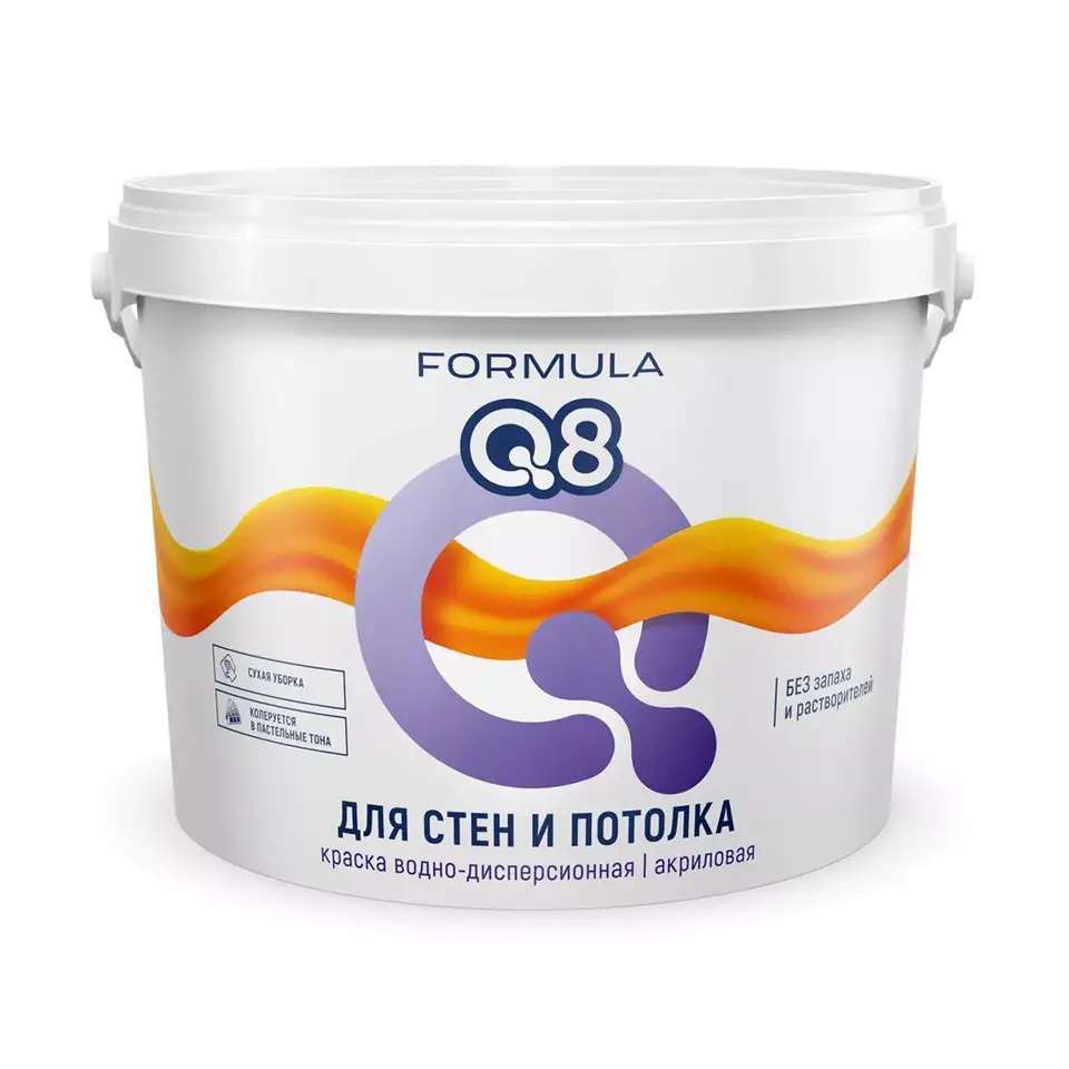 Краска для стен и потолка водно-дисперсионная Formula Q8, матовая, белая, 25 кг — фото 1 Краска для стен и потолка водно-дисперсионная Formula Q8, матовая, белая, 25 кг — фото 1