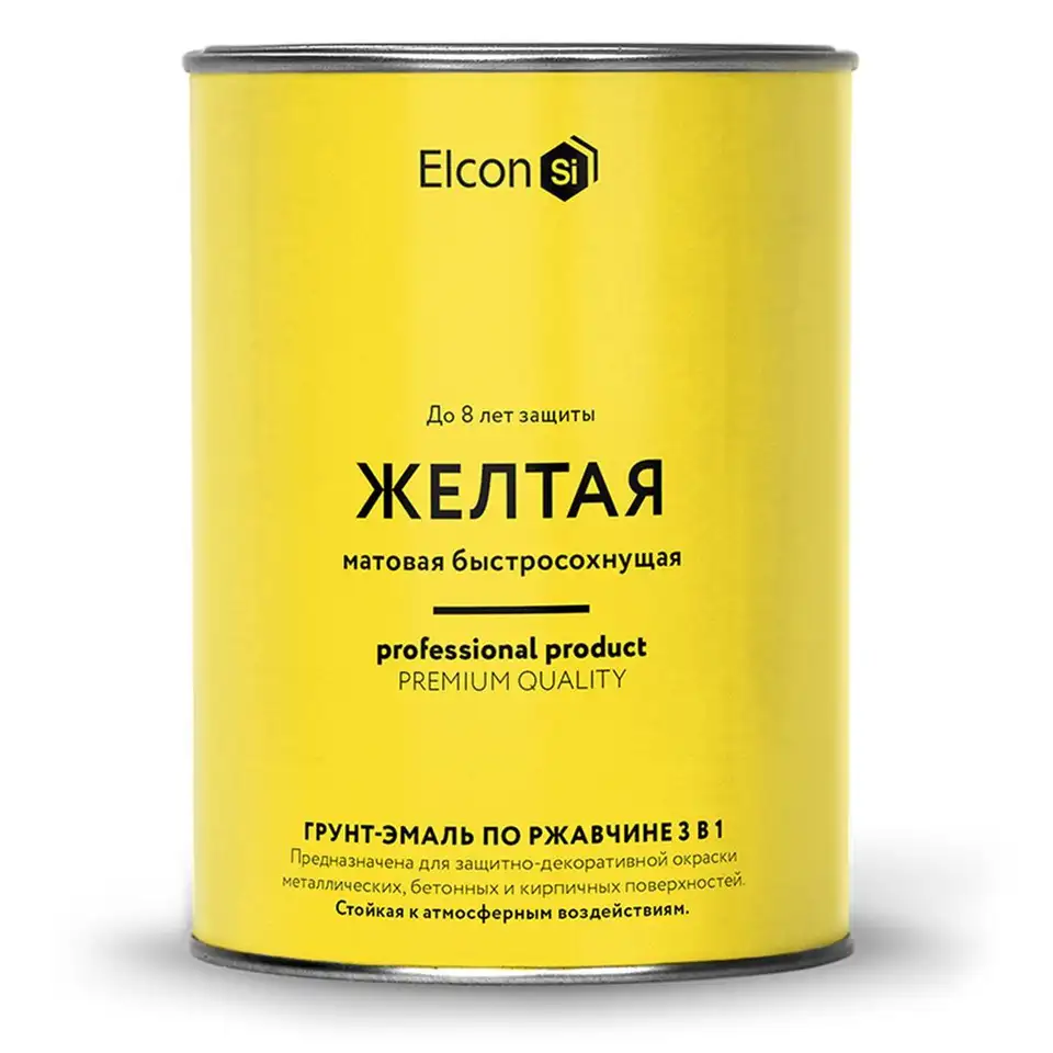 Грунт-эмаль по ржавчине Elcon 3 в 1, матовая, 0,8 кг, RAL 1023, желтая — фото 1 Грунт-эмаль по ржавчине Elcon 3 в 1, матовая, 0,8 кг, RAL 1023, желтая — фото 1