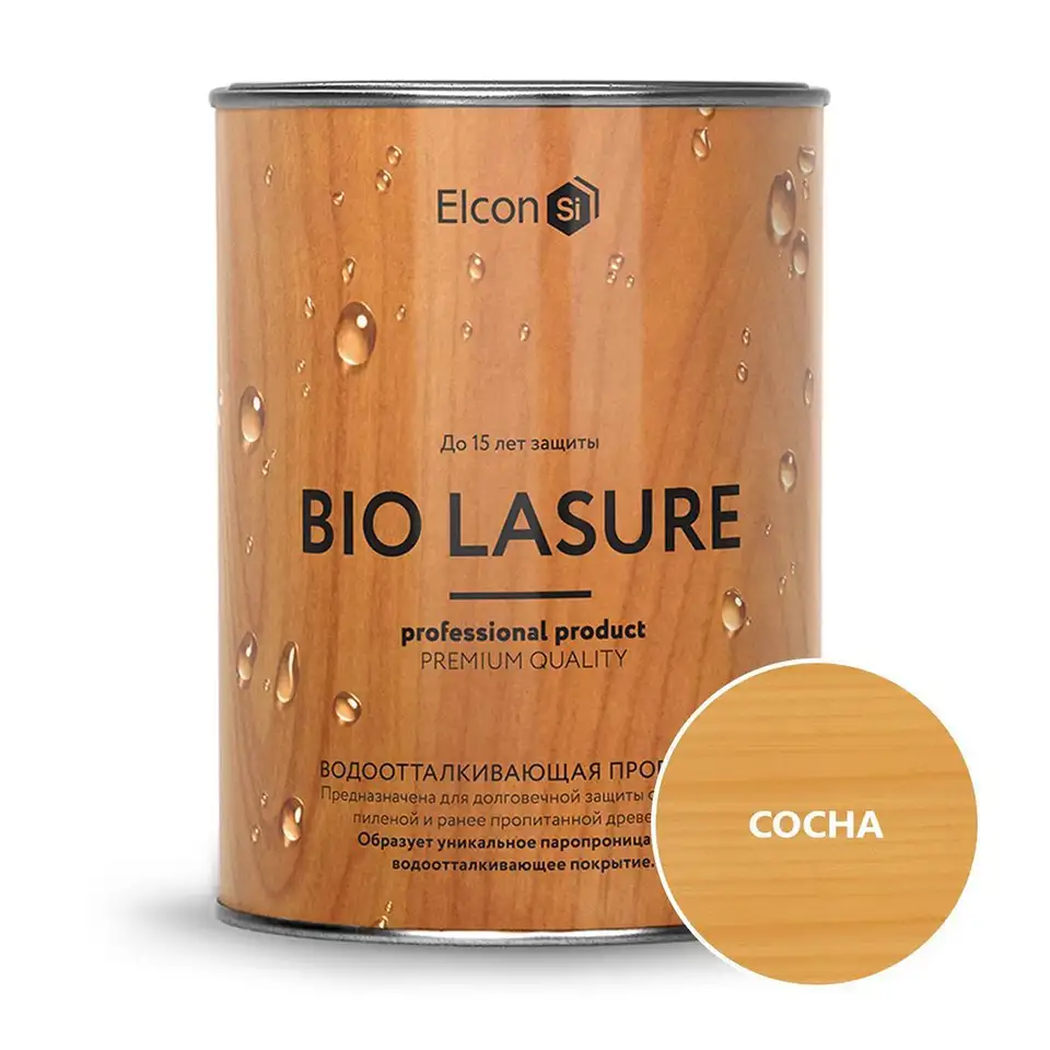Пропитка для дерева водоотталкивающая Elcon Bio Lasure, 0,9 л, сосна — фото 1 Пропитка для дерева водоотталкивающая Elcon Bio Lasure, 0,9 л, сосна — фото 1