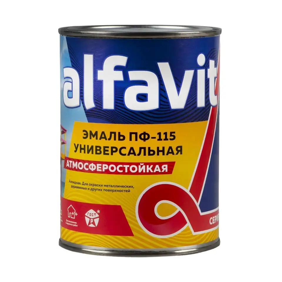 Эмаль ПФ-115 универсальная Alfavit серия Альфа, алкидная, глянцевая, 0,9 кг, синяя — фото 1 Эмаль ПФ-115 универсальная Alfavit серия Альфа, алкидная, глянцевая, 0,9 кг, синяя — фото 1