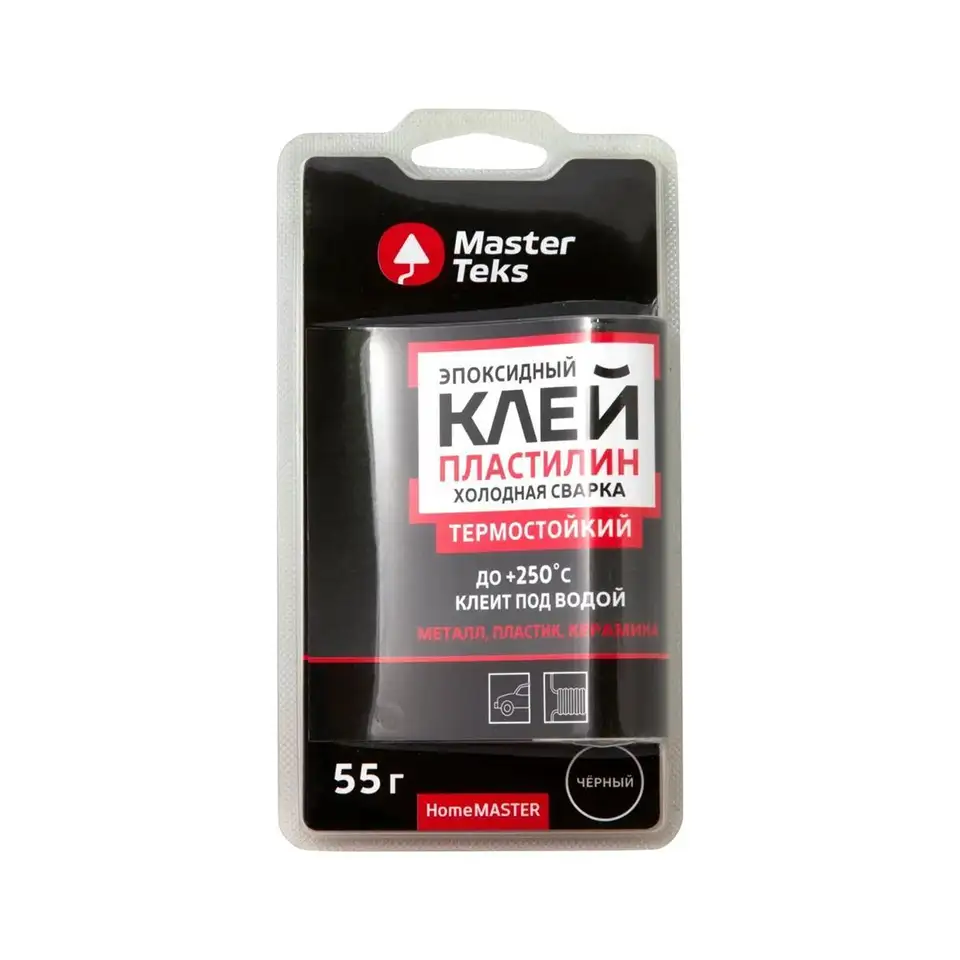 Клей холодная сварка термостойкий MasterTeks Homemaster, 55 г, черный — фото 1