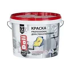 Краска для стен и потолков Dali Professional, акриловая, глубокоматовая, база C, бесцветная, 9 л — фото 1 Краска для стен и потолков Dali Professional, акриловая, глубокоматовая, база C, бесцветная, 9 л — фото 1