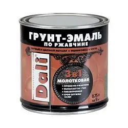 Грунт-эмаль по ржавчине Dali 3 в 1, молотковая, 0,75 л, серая — фото 1