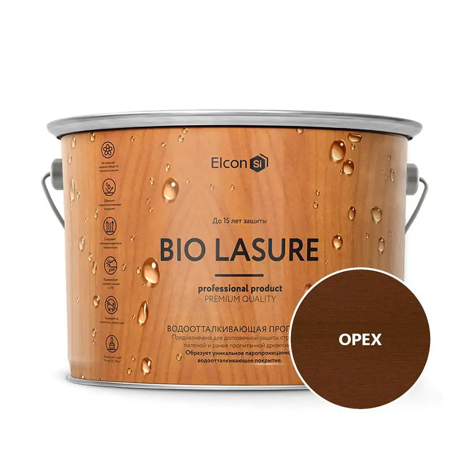 Пропитка для дерева водоотталкивающая Elcon Bio Lasure, 2 л, орех — фото 1