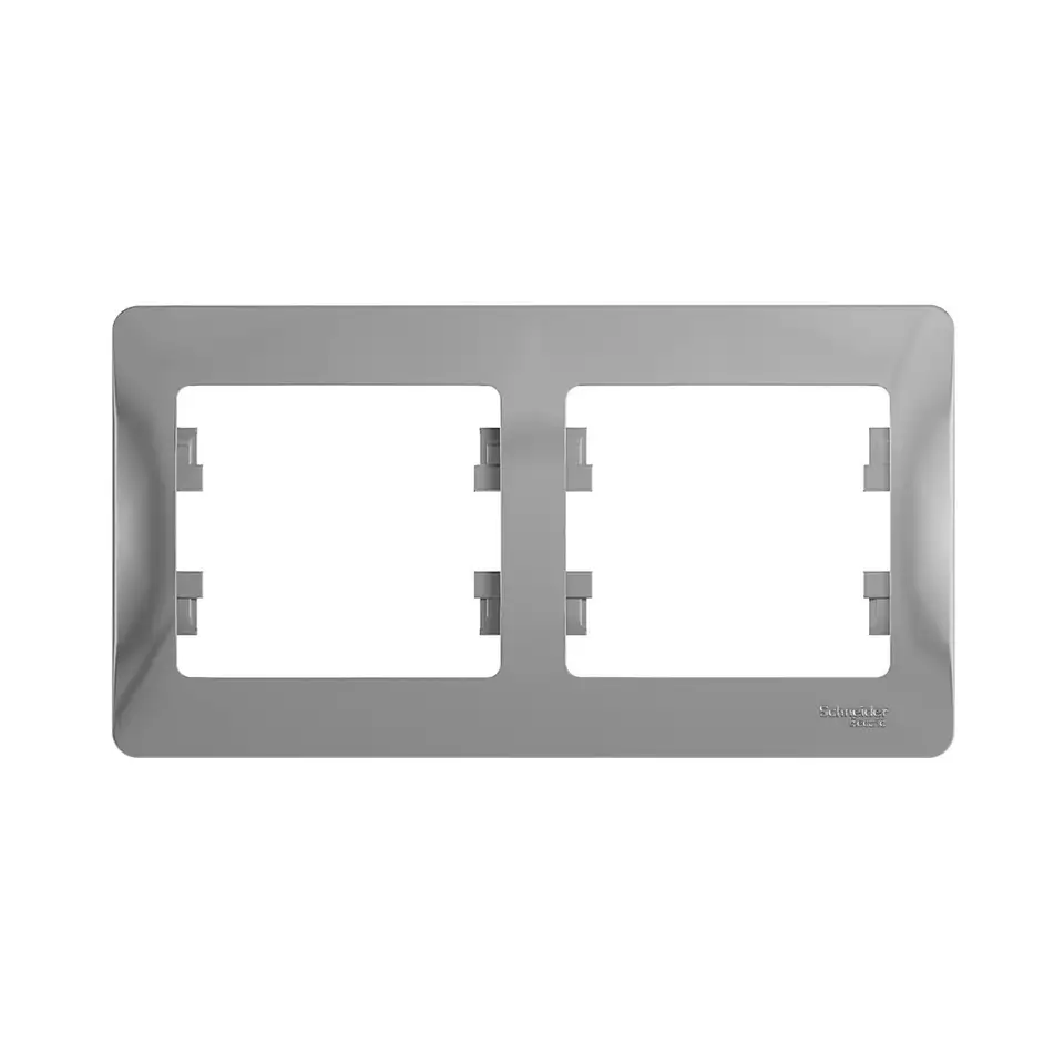 Рамка Systeme (Schneider) Electric Glossa, 2-поста, горизонтальная, алюминий — фото 1 Рамка Systeme (Schneider) Electric Glossa, 2-поста, горизонтальная, алюминий — фото 1