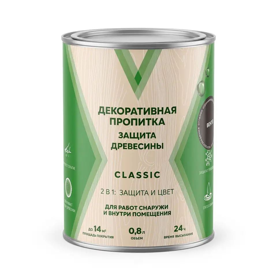 Декоративная пропитка для дерева V Classic, матовая, 0,8 л, венге — фото 1 Декоративная пропитка для дерева V Classic, матовая, 0,8 л, венге — фото 1