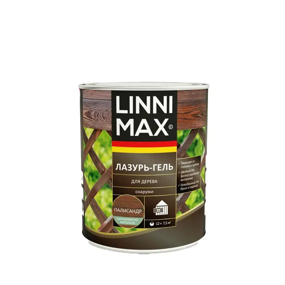 Защитная лазурь-гель для дерева Linnimax, 0,75 л, палисандр — фото 1