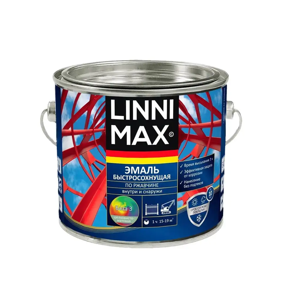 Грунт-эмаль по ржавчине Linnimax, быстросохнущая, база 3, бесцветная, 1,5 л — фото 1 Грунт-эмаль по ржавчине Linnimax, быстросохнущая, база 3, бесцветная, 1,5 л — фото 1